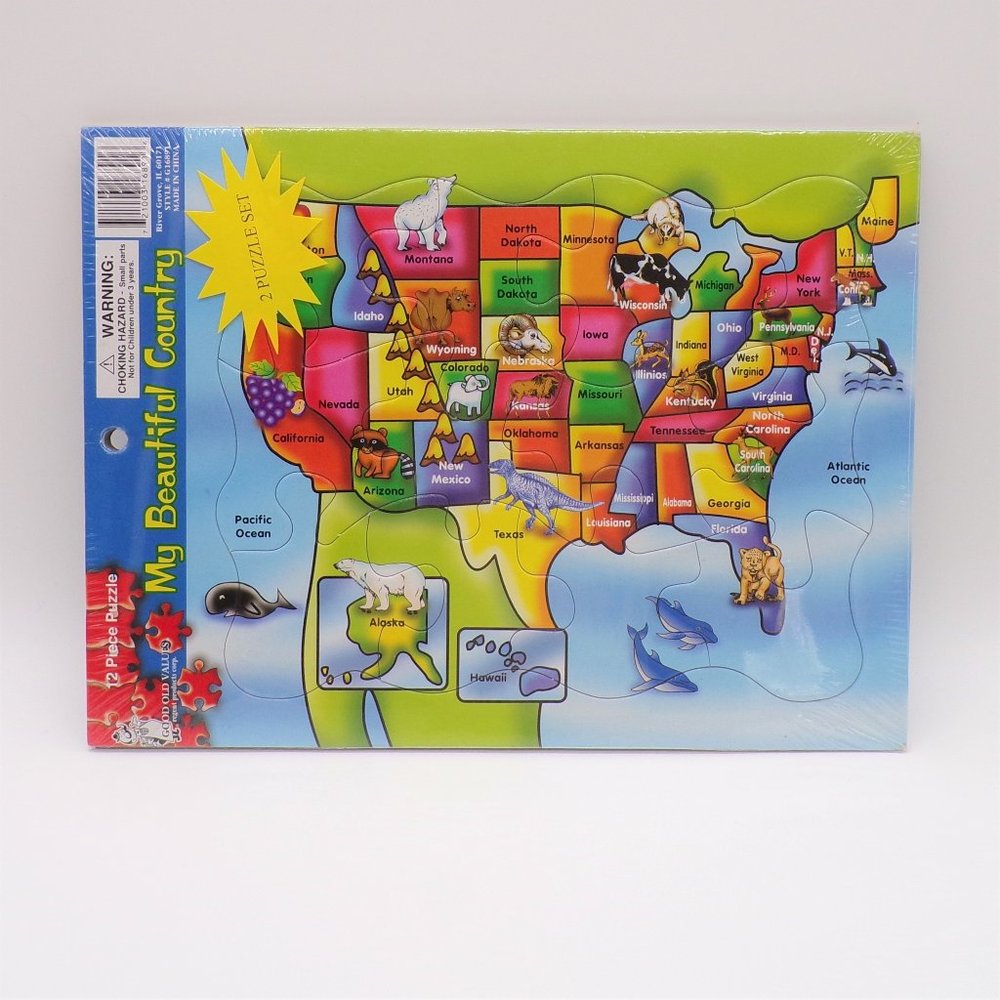 2 Puzzle Set My Beautiful Country Wonderful World 12 Piece Kids Geography Jigsaw
